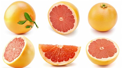 Poster - Fresh grapefruit fruit Grapefruit isolated on white background Collection grapefruit with clipping path : Generative AI