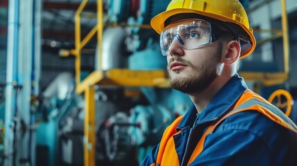 Fototapete - Professional men engineer worker skills quality maintenance training industry factory worker  warehouse Workshop for factory operators mechanical engineering team production : Generative AI
