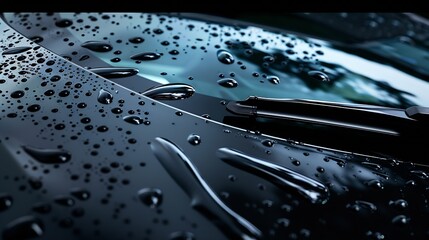 Poster - Water drops on car glass Raining weather : Generative AI