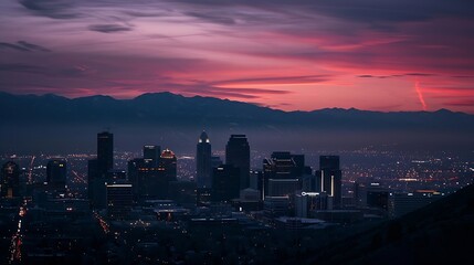 Salt Lake City Utah USA downtown city skyline at dawn : Generative AI