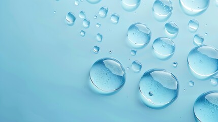 Poster - water drops of transparent gel serum on a blue background : Generative AI
