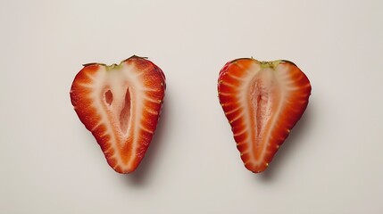 Poster - Strawberries isolated Two halves of strawberries on a white background : Generative AI