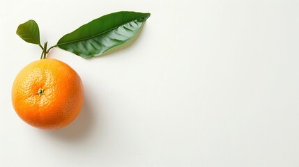 Aufkleber - Orange fruit with leaf isolated on white : Generative AI