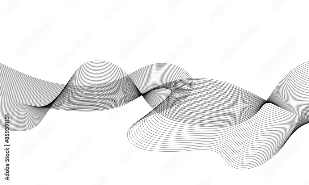 Abstract wavy grey stream element for design on transparent background ...