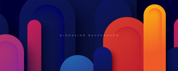 Wall Mural - 3d abstract background rounded colorful shape decoration design vector