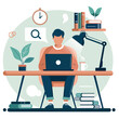 © TazWeed - Person Working at Desk Vector Illustration