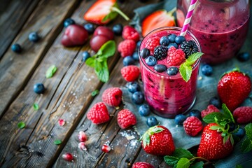 Sticker - Delicious Berry Smoothie with Fresh Ingredients