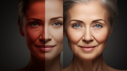 Wall Mural - Same woman's face in the process of ageing