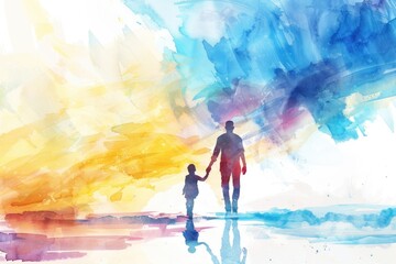 Wall Mural - A heartwarming moment between a grown-up man and a young child, united by their bond of friendship or family