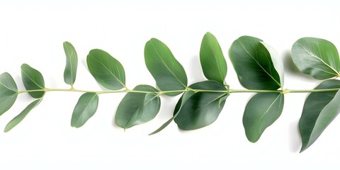 Wall Mural - Watercolor eucalyptus branch with green leaves on white background. Concept Watercolor Art, Eucalyptus Branch, Green Leaves, White Background