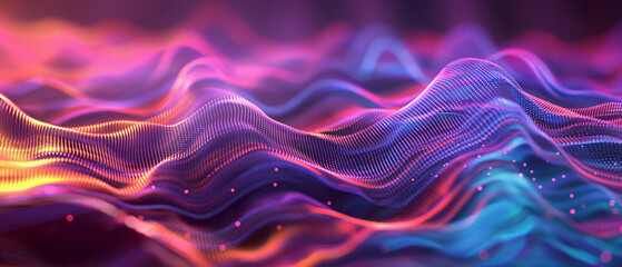 Wall Mural - Futuristic abstract background with glowing waves