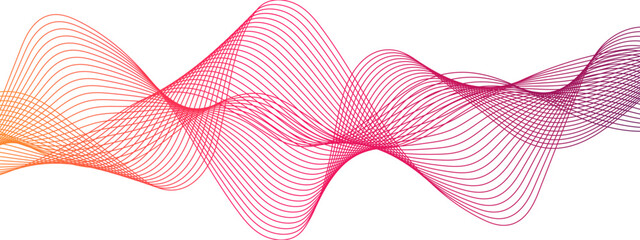 Poster - Abstract futuristic blend Pink and orange wavy tech lines with Curved smooth stripes. Wavy tech lines used for Design element for technology, science and template. 