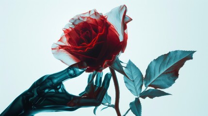 Wall Mural - A person is holding a red rose in their hand