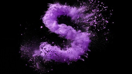 Wall Mural - A unique explosion of purple powder forming the shape of the number 3