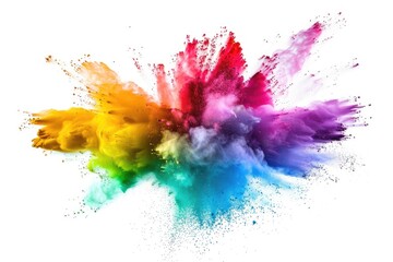 Poster - A colorful powder explosion on a clean white surface