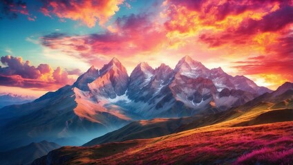 Wall Mural - sunset over the mountains