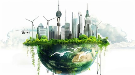 Wall Mural - Green energy and industrial environment on earth