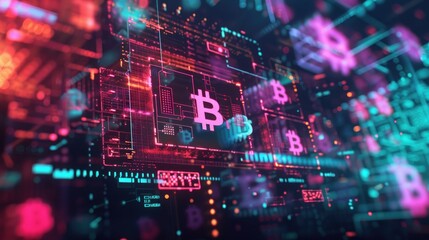 Poster - A CGI scene showing a digital wallet with animated cryptocurrency symbols floating around it, all in a futuristic Web 3.0 color palette. 