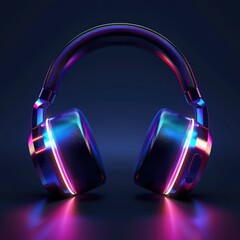 Poster - A sophisticated graphic design with headphones featuring subtle, soft LED lighting that changes colors for a calming effect.