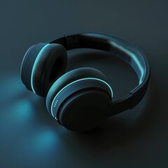 Poster - A sophisticated graphic design with headphones featuring subtle, soft LED lighting that changes colors for a calming effect.