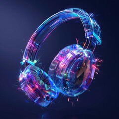 Poster - An artistic rendering of headphones with a burst of colorful LED lights, showcasing the fun and innovative aspects of the product. 