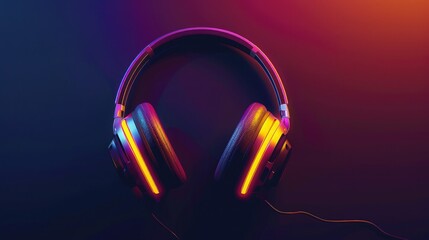 Poster - A futuristic headphone design with a glowing color gradient on the ear cups, set against a dark background for contrast. 