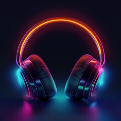 Poster - A futuristic headphone design with a glowing color gradient on the ear cups, set against a dark background for contrast. 