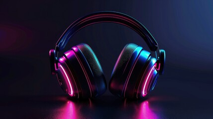 Poster - A futuristic headphone design with a glowing color gradient on the ear cups, set against a dark background for contrast. 