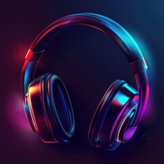 Poster - A futuristic headphone design with a glowing color gradient on the ear cups, set against a dark background for contrast.