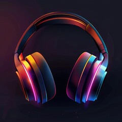 Poster - A futuristic headphone design with a glowing color gradient on the ear cups, set against a dark background for contrast.