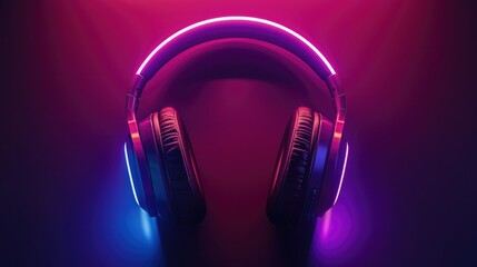 Poster - A design featuring headphones with RGB LED lights, showcasing a range of colors and patterns for personalization. 