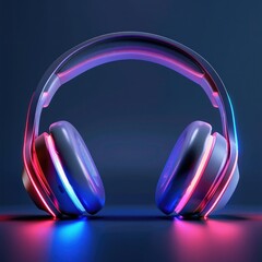 Poster - A stylish graphic design showcasing a pair of headphones with color-changing LED lights, with a sleek and modern look.