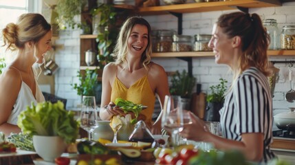 Canvas Print - The women cooking together