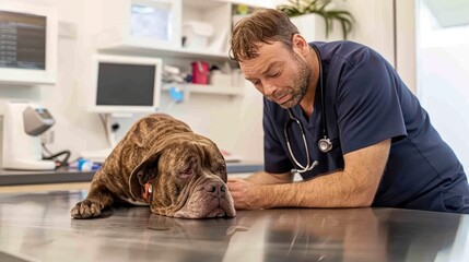 Poster - The vet with a sad dog