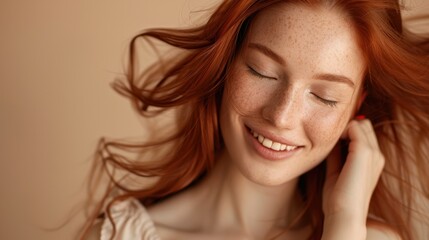 Poster - The smiling red-haired woman