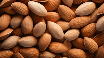 Nature's Bounty: A Lush Presentation of Fresh Unpeeled Almonds Scattered with Aesthetic Precision