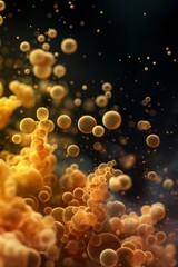 Poster - A microscopic view of pollen particles illustrating microbiology and molecular structures.