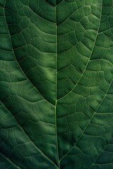 Canvas Print - Textured foliage leaves with detailed veins, featuring a closeup of green nature elements and abstract patterns.