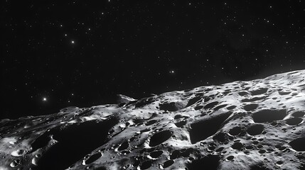 Wall Mural - moon surface on the space with sparkling stars