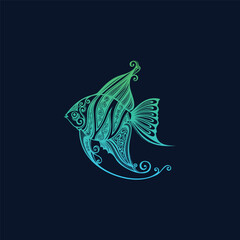 green fish pattern vector design