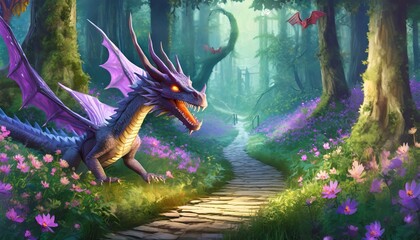 Wall Mural - dragon in the forest