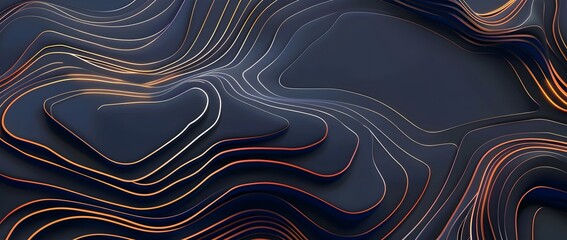 Poster - abstract topographic lines vector background with contour map, ocean pattern for travel and explorat