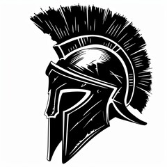 The ancient silhouette of Spartan warrior helmet is portrayed with precision, emphasizing its iconic features and symbolic representation of strength and valor in ancient Greek history, illustration