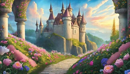 fairy tale castle on the hill