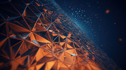 Poster - Abstract background with structure of neon triangles and technology style.
