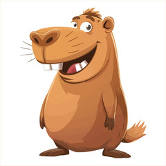 Wall Mural - vector happy Capybara cartoon character on white background