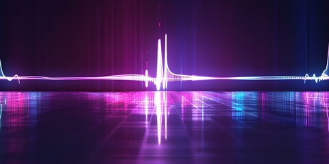 Wall Mural - Sound Wave Technology Background in Purple and Blue with Light Points. Concept Sound Wave Technology, Purple and Blue, Light Points, Background