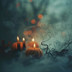 Wall Mural - Creepy Halloween Props in Ethereal Bokeh