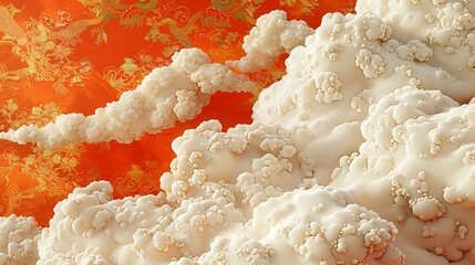 Wall Mural - Abstract Cloudscape with Orange Background