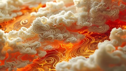 Wall Mural - Abstract Cloud Formations in Orange